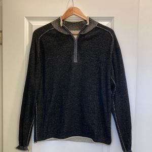 Men’s 32 Bar Blues Quarter-Zip Lightweight Sweater, Medium, Black/Charcoal Gray